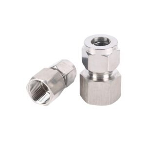 Compression Fitting Female Connector with Twin Ferrules Union